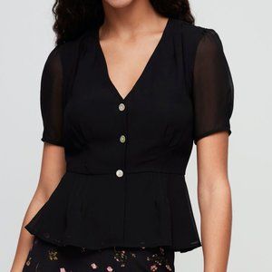 Aritzia Wiflred Peplum Sheer Button Front Blouse 2